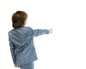 Model in studio isolated on white background medium shot