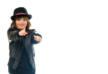 Model in studio isolated on white background medium shot