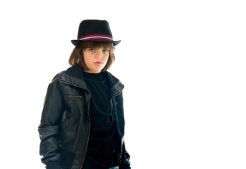 Model in studio isolated on white background medium shot