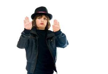 Model in studio isolated on white background medium shot