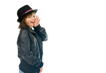 Model in studio isolated on white background medium shot