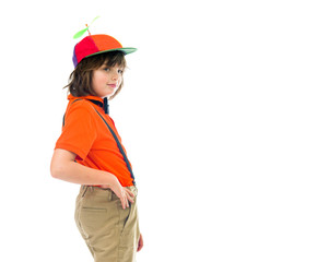 Model in studio isolated on white background medium shot