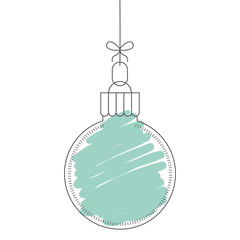 christmas ball decoration hanging. sketch and draw design. vector illustration