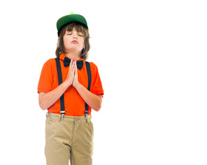 Model in studio isolated on white background medium shot