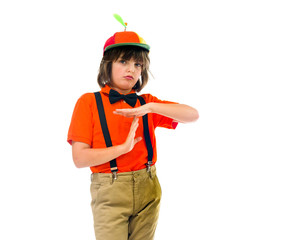 Model in studio isolated on white background medium shot