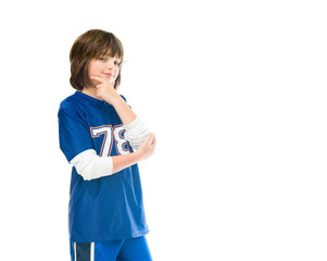 Model in studio isolated on white background medium shot