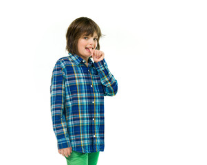 Model in studio isolated on white background medium shot