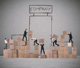 Team of businesspeople build a new company