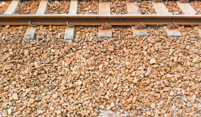 The Railway tracks on Granite Gravel Rock and Underlay Sleepers
