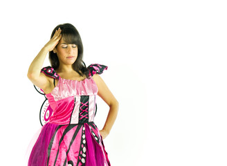 Model in studio isolated on white background medium shot