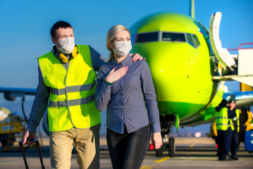 Sick passenger at an airport