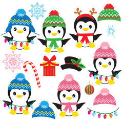 Cute penguin vector cartoon illustration