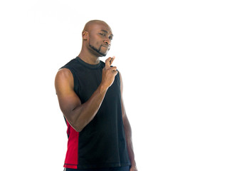 Model in studio isolated on white background medium shot