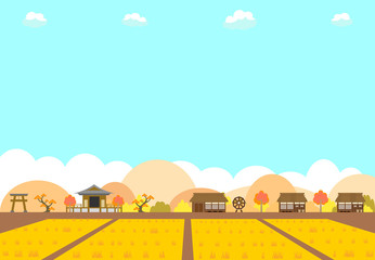 農村の水田と紅葉 © kid_a