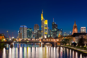 Fototapeta na wymiar City of Frankfurt am Main skyline at night, Frankfurt, Germany.