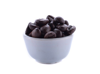 Roasted coffee beans isolated on a white