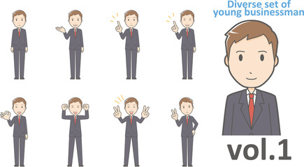 Diverse set of young businessman , EPS10 vector format vol.1