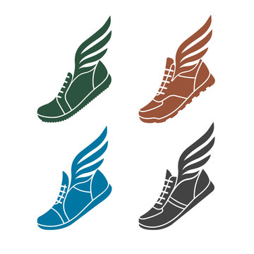 icons sports shoes with wings