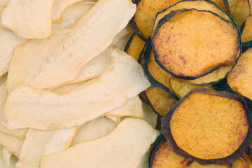 dried slices of sweet melon and peach