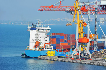 Cargo crane and ship