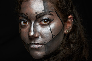 macro of painted face