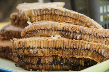 Asian local food,roasted honeycomb on side road,Loas.