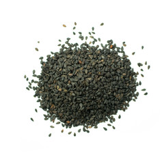 black sesame seeds isolated on white background