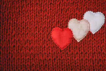 valentines day, red knitted background