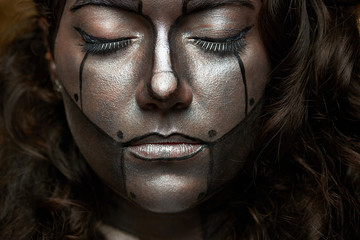 cyborg with closed eyes