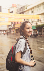 Asian girl traveling