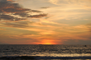 Naklejka na ściany i meble Sunset on the beach of Goa.India 