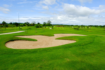 sand bunker in golf course landscape northern of Thailand for background backdrop use - 124407831