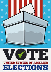 Translucent Ballot Box in American Elections Day, Vector Illustration