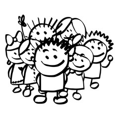 illustration vector hand drawn doodle of children group isolated