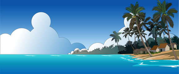 Vector illustration, landscape beautiful beach © jatmikajati