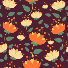 Botanical floral pattern with cute branches and leaves.