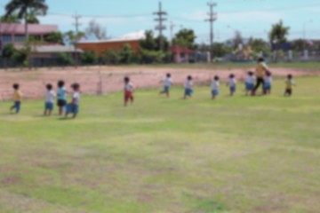 Obraz na płótnie Canvas Student Kindergarten. Blur blurred student Kindergarten running