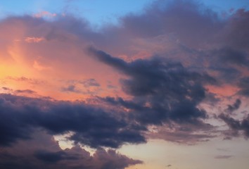 Naklejka na ściany i meble Sunrise. Colorful Sky and Cloud, Beautiful nature sky soft cloud