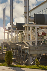 Natural gas compressor station during sunset