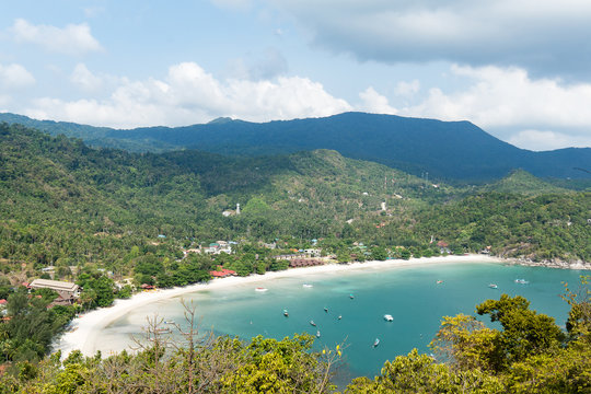 Seascape on tropical island Koh Phangan in Thailand. Thong Nai P