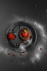 Cacao panna cotta overhead