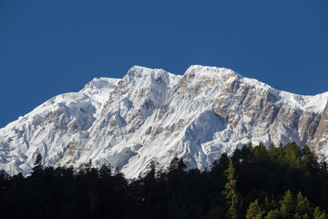 Majestic mountain peaks in Himalayas mountains in Nepal