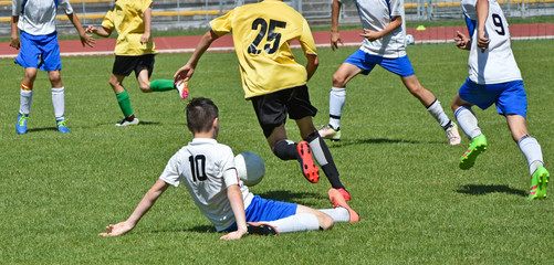 Children are playing soccer