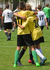 Young soccer players won the match