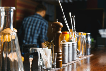 Bartender tools on bar