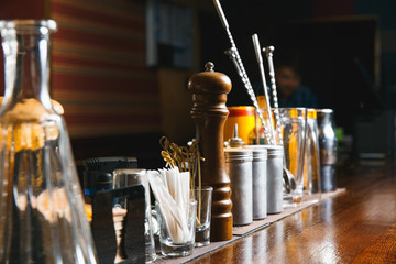 Bartender tools on bar