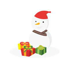 Christmas concept by snowman and gift box