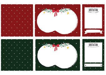 Christmas cute polkadot invitation cards set