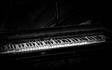 Dusty piano in Chernobyl