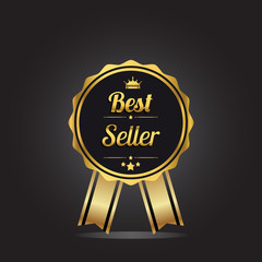 Best seller golden label, vector illustration.